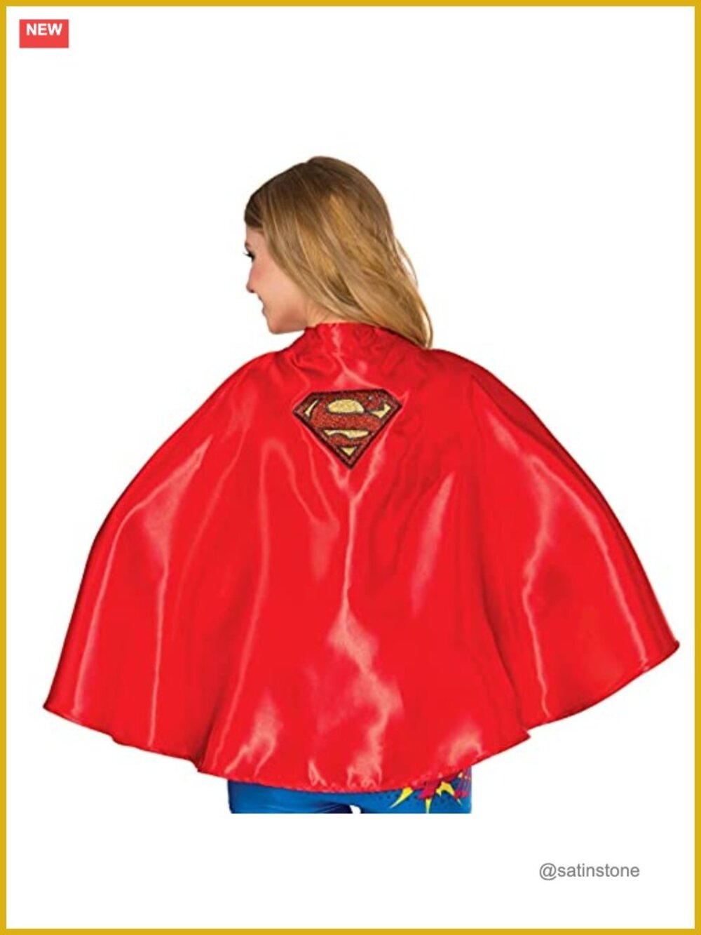 Rubies DC Superheroes Supergirl Cape Glitter Logo Waist Length